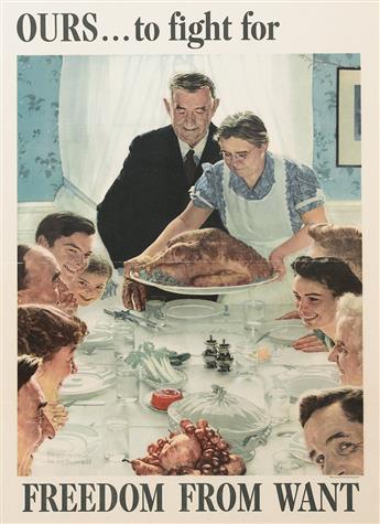 NORMAN ROCKWELL (1894-1978). [THE FOUR FREEDOMS.] Group of 4 posters. 1943. 28x20 inches, 71x50 cm. U.S. Government Printing Office, Wa